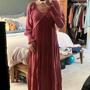 Amazon Long Sleeve Burgundy Dress